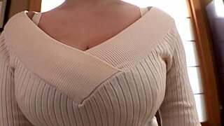 beautiful busty japanese milf shows huge natural tits in bedroom