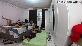 had to share room with hubby and his hot latina friend... things got rough fast.