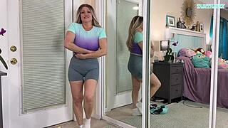 Sexy milf gym workout clothes try on haul sfw tabithaxxx