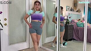 Sexy milf gym workout clothes try on haul sfw tabithaxxx