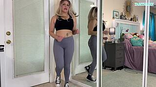 Sexy milf gym workout clothes try on haul sfw tabithaxxx