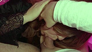 stepmom wakes to stepson dick in pussy, blows him, swaps cum facial