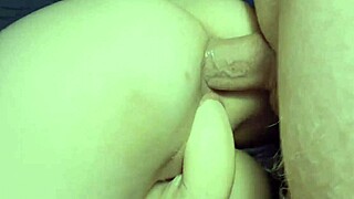 Threesome sex mmf with double penetration in pussy and ass with double creampie in pussy fucked a whore with two cocks