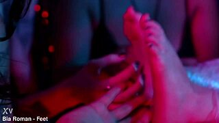 Foot worship tickling fetish with wax play on bound bratty girls