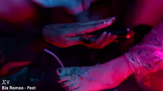 Foot worship tickling fetish with wax play on bound bratty girls