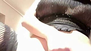 Sapphire plays with dildos stuck in her wet pussy.