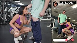 Gym sluts seduce skinny guy into dirty threesome