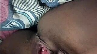 Black girl shows her pussy after sensual touch