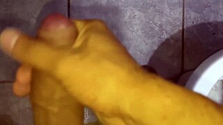punheta no banheiro publico