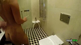 naughty goddess sexydea cleans up after her bathroom quickie