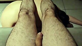 submissive licks cum from feet after spanking