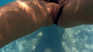 Golden shower and lactating tits by the pool