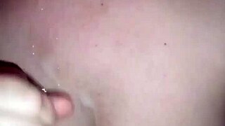 Couple enjoys homemade cum on tits play
