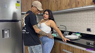latina neighbor anal in kitchen during party