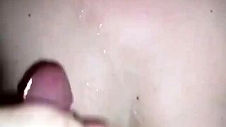 Couple enjoys homemade cum on tits play