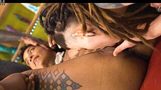 wild interracial threesome with dark skin teen