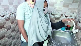 desi hijabi begs not to cum inside