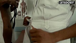 two busty babes grab tits then latina nurse seduces doctor