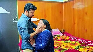 Indian milf on her wedding anniversary giving deepthroat blowjob
