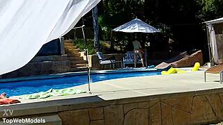 Lexi bloom petite girl tied up and fucked poolside