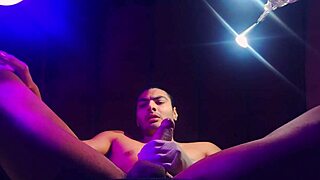 Sexy Mora Blue Caballero Handjob With Glove Masturbation