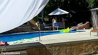 Lexi bloom petite girl tied up and fucked poolside