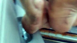 Dirty smelly soles shown during public walk