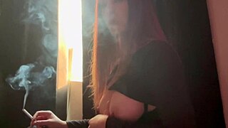 artemisia love hot solo dildo play while smoking a cigarette