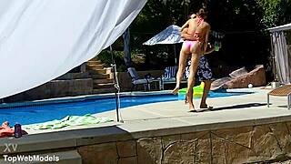Lexi bloom petite girl tied up and fucked poolside