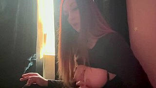 artemisia love hot solo dildo play while smoking a cigarette