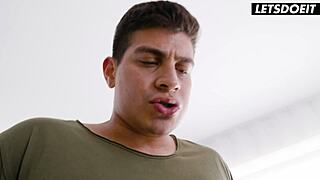 thick latina milf bent over kitchen counter pounded from behind