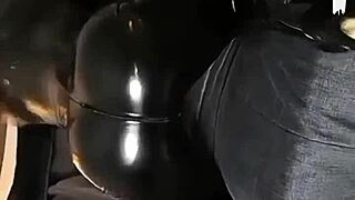 latex outfit fan wants more attention after long day