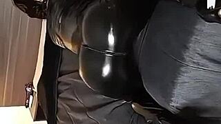 latex outfit fan wants more attention after long day