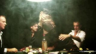 group sex on a poker table is something that this super dirty brunette milf likes