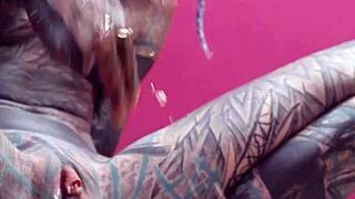 anal stretching gape in work clothes squirt and paint
