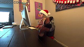 naughty elf shows feet in heels