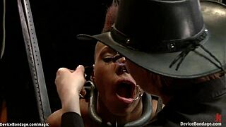 Ebony in legs split bondage ass toyed