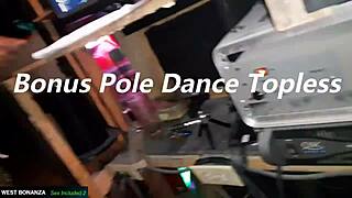coworker gives topless blowjob then dances after cum